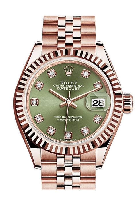 rolex datejust rose gold green|Rolex Datejust 28mm rose gold.